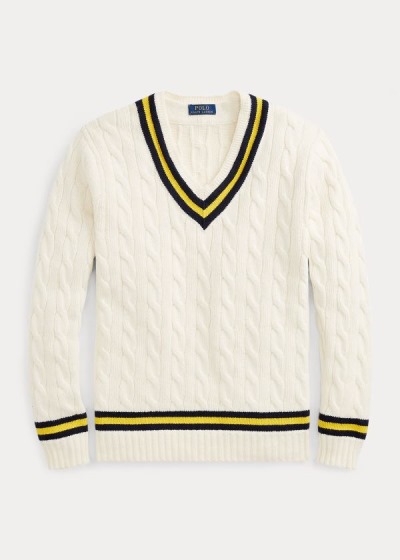 Sueter Polo Ralph Lauren Hombre Creme / Azul Marino / Amarillos - The Iconic Cricket - SMXDW3804